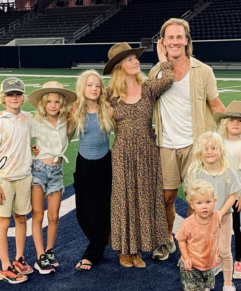 Photo posted by James Van Der Beek on Instagram August 1 2023 with his wife and six children in a tribute post on their  13th anniversary.