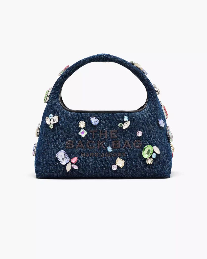 Marc Jacobs The Gem Embellished Denim Mini Sack Handbag

