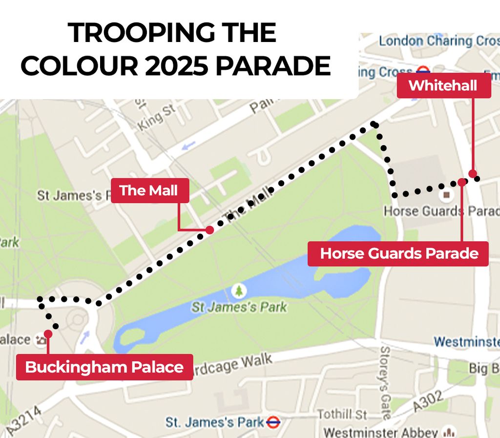 Trooping the Colour 2025 parade map