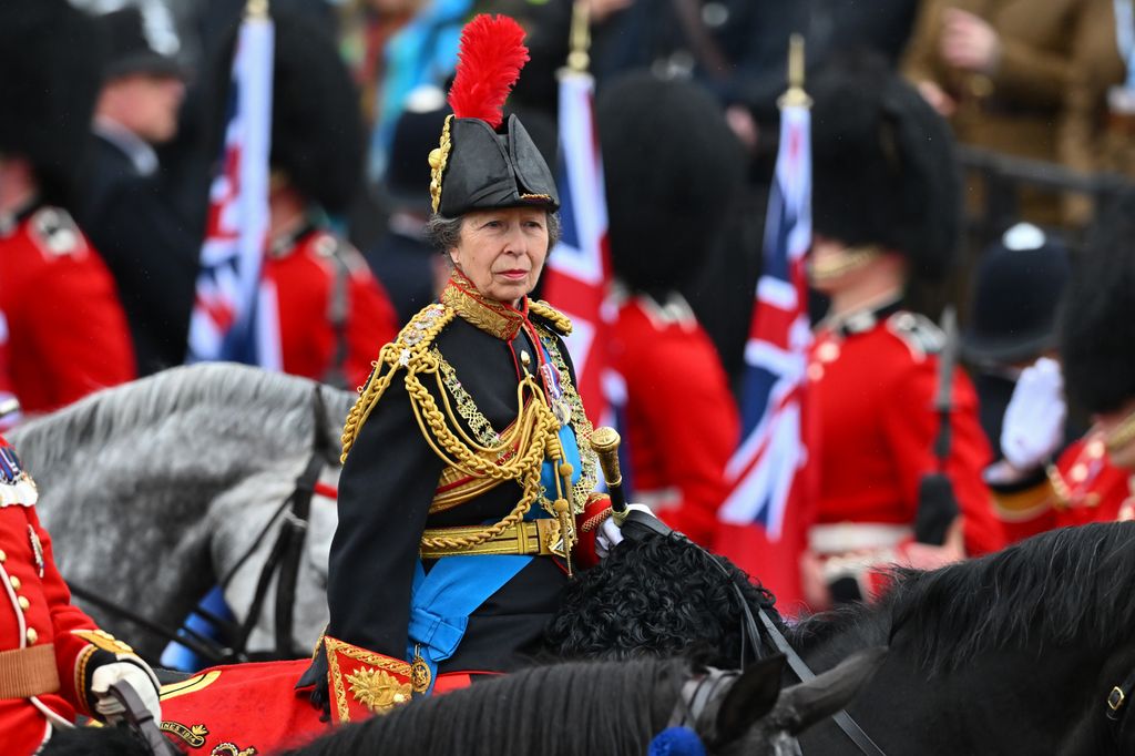 Princess Anne rides on horseback at coronation