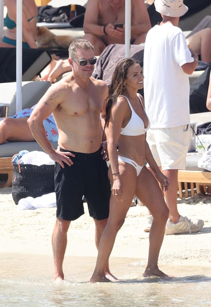 Matt Damon and his wife Luciana Barroso Stands on the beach in Greece together