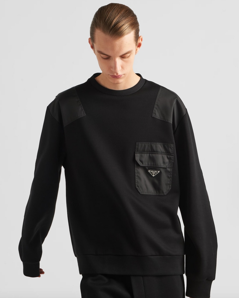 Prada  Cotton sweatshirt with Re-Nylon details