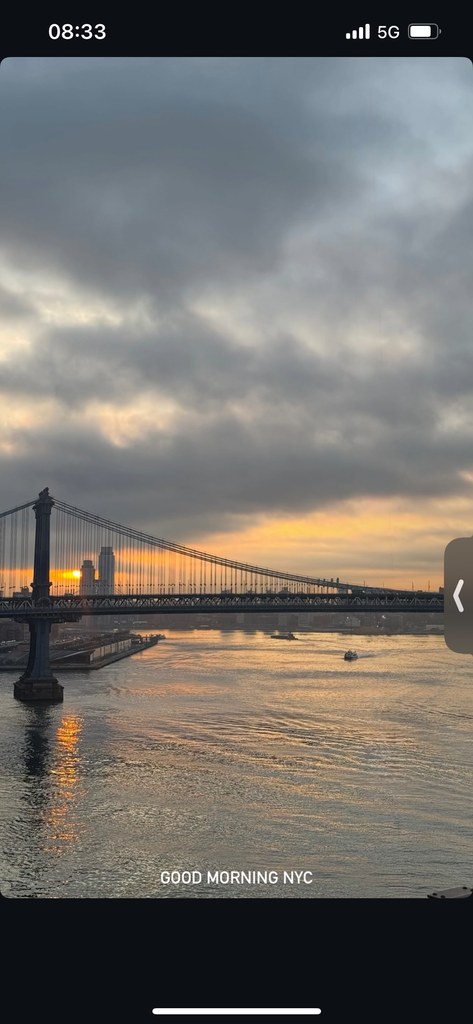 Edoardo shared a photo of Brooklyn Bridge after touching down in the US capital