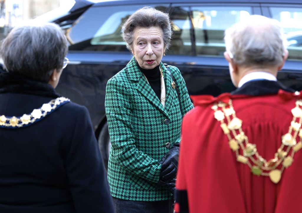 Princess Anne speaking to two people