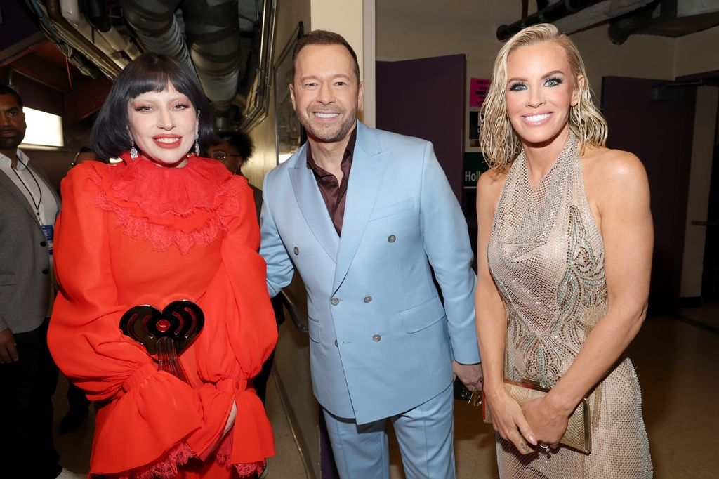 (L-R) Lady Gaga, Donnie Wahlberg and Jenny McCarthy 