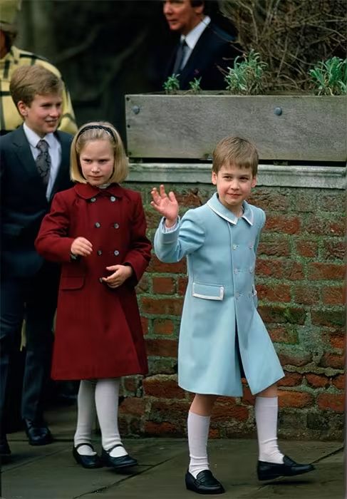 Peter Phillips, Zara Tindall and Prince William on Christmas Day 1987