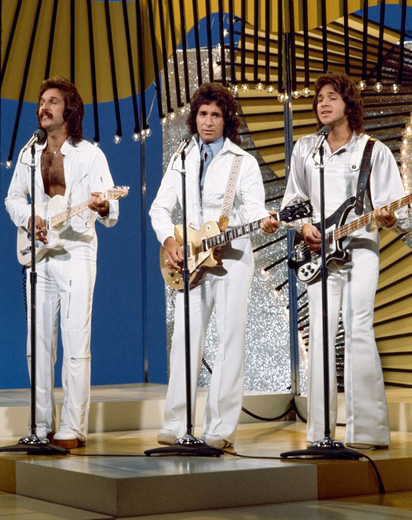 Pictured is the band, The Hudson Brothers on Cher's solo music and variety show, CHER. Premiere episode aired February 16, 1975