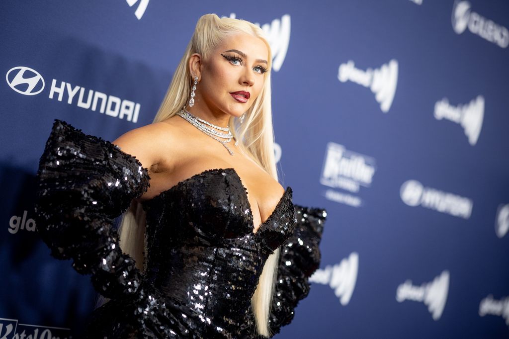 Christina Aguilera wears sequinned statement dress at red carpet