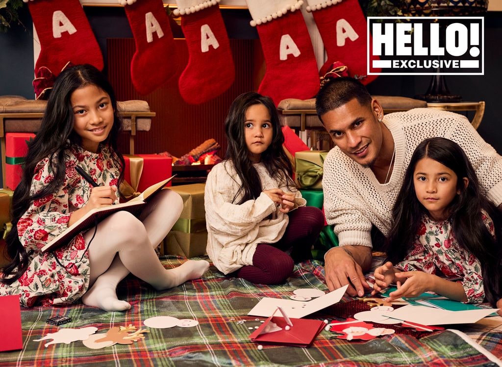 Alphonse Areola poses with his children for Christmas shoot