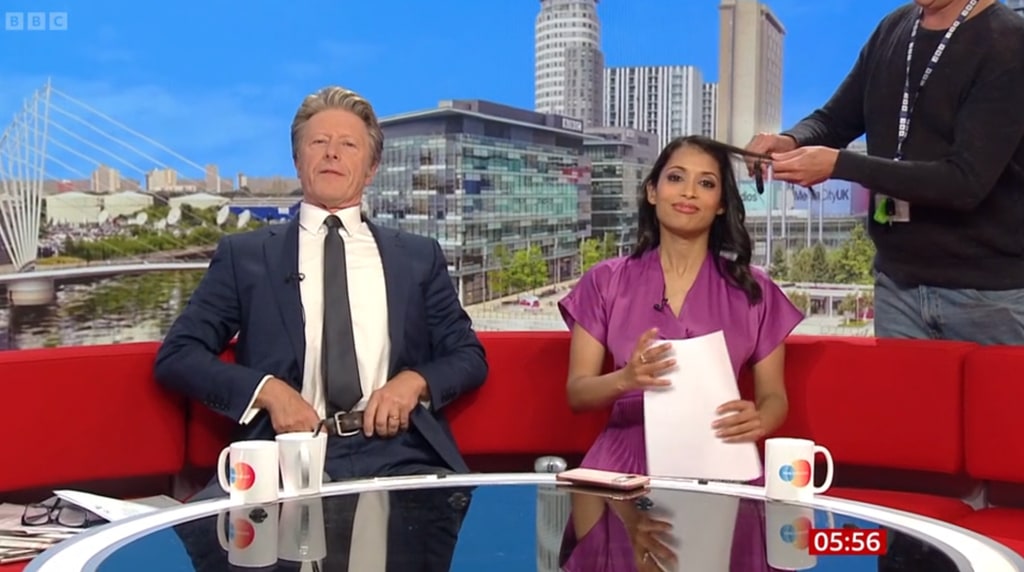 Charlie Stayt and Luxmy Gopal on BBC Breakfast