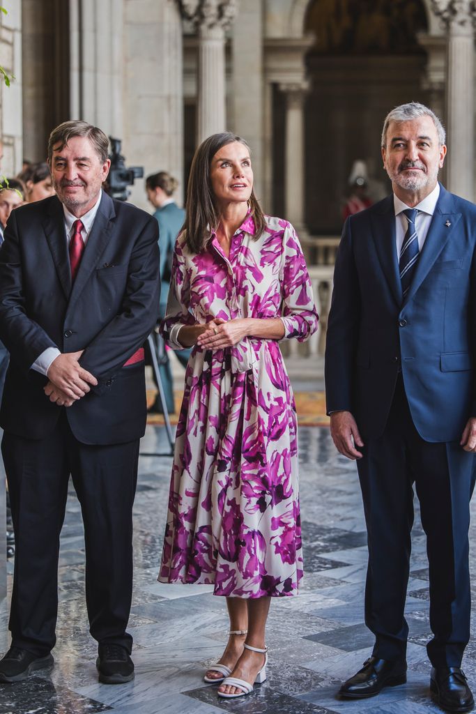  The director of the Cervantes Institute, Luis Garcia Montero, Queen Letizia of Spain and the mayor of Barcelona, Jaume Collboni attend the annual meeting of Directors of the Cervantes Institute at Barcelona City Hall on July 23, 2024 in Barcelona, Spain. (Photo by Xavi Torrent/Getty Images)