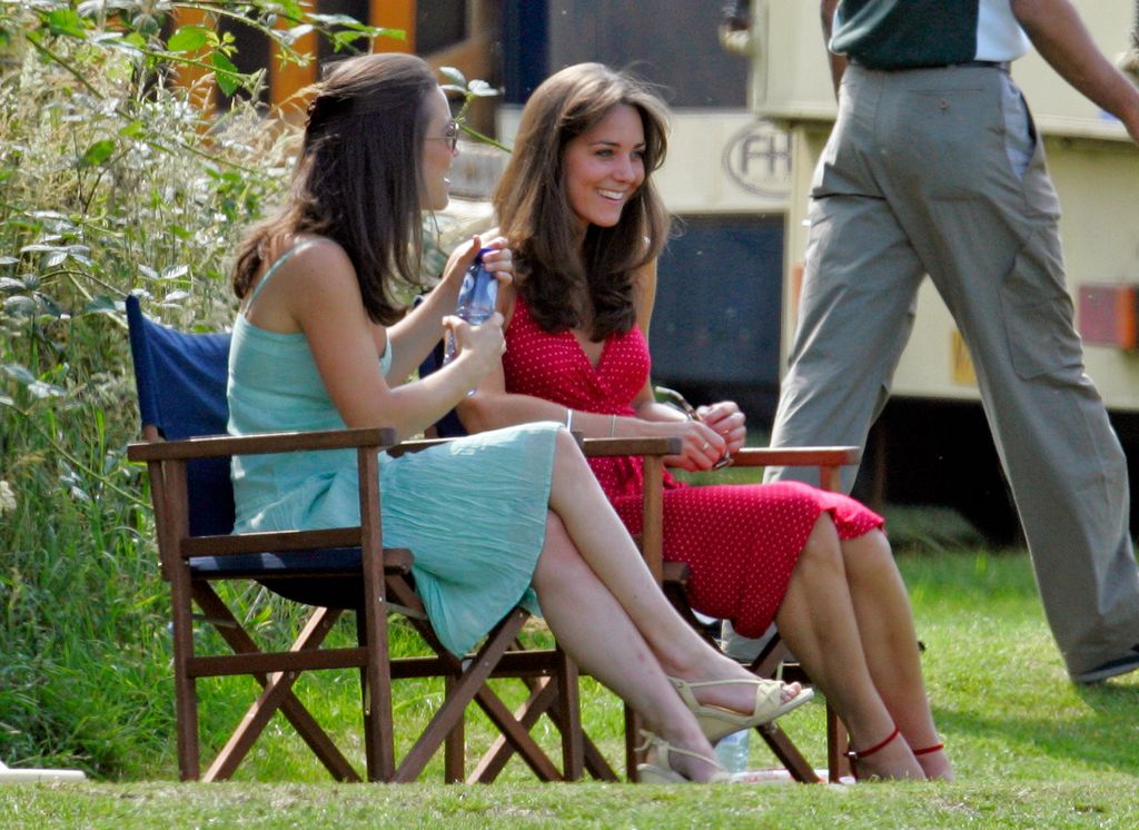  Kate Middleton and her sister Pippa Middleton watch Prince William compete in the Chakravarty Cup charity polo match at Ham Polo Club on June 17, 2006