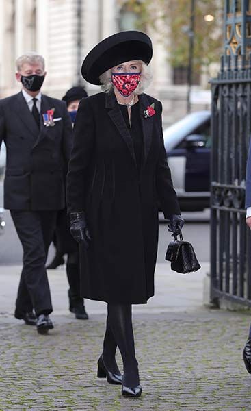 Camilla Duchess of Cornwall stuns in poppy face mask for special ...