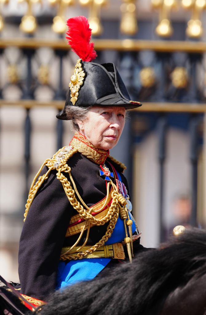 Princess Anne in full military regalia for Trooping the Colour
