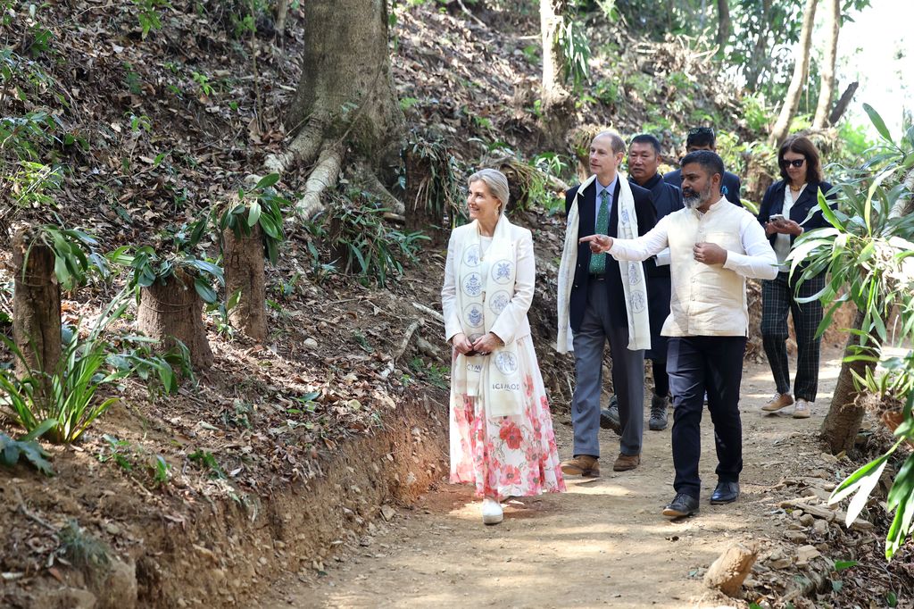 సోఫీ మరియు ప్రిన్స్ ఎడ్వర్డ్ వుడ్ల్యాండ్ ద్వారా నడుస్తారు