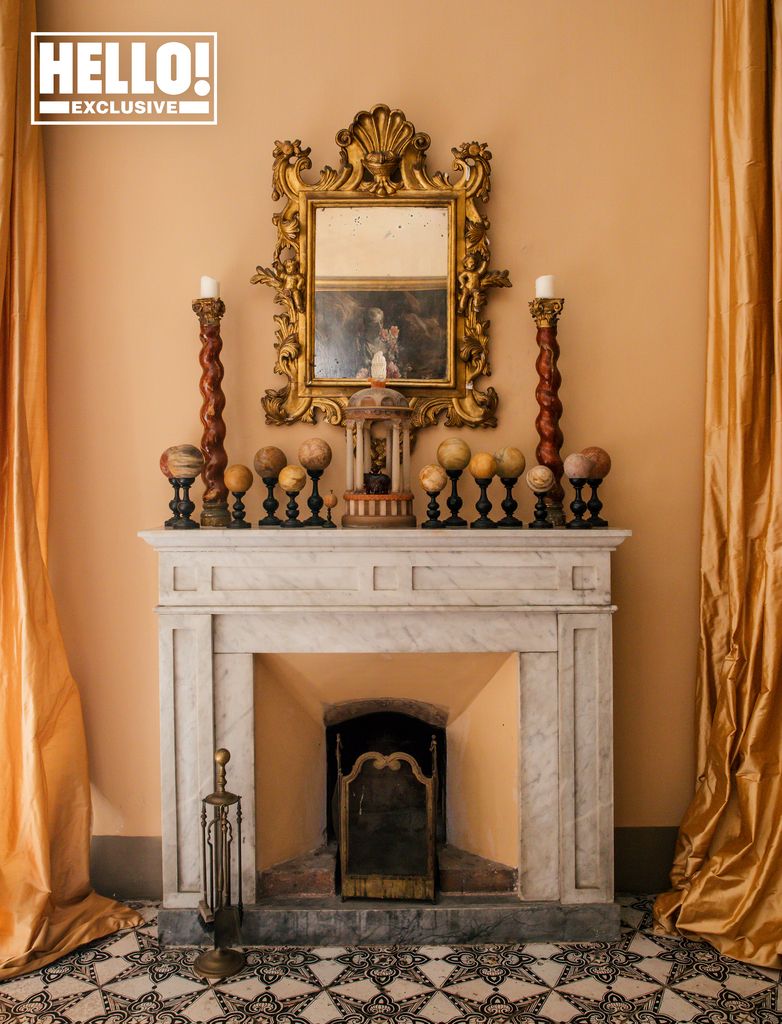 The fireplace at Andrea Perra's palazzo near Mount Etna