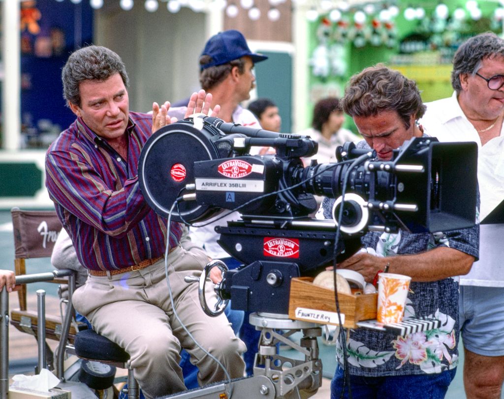 Pictured is William Shatner (as Sergeant T.J. Hooker) directing an episode of the CBS television show, T.J. HOOKER. September 1, 1985.