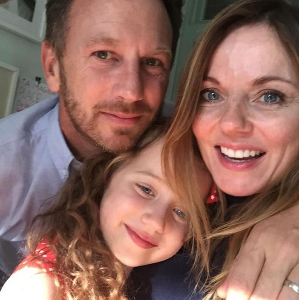 Geri Halliwell-Horner with her husband Christian and daughter Bluebell