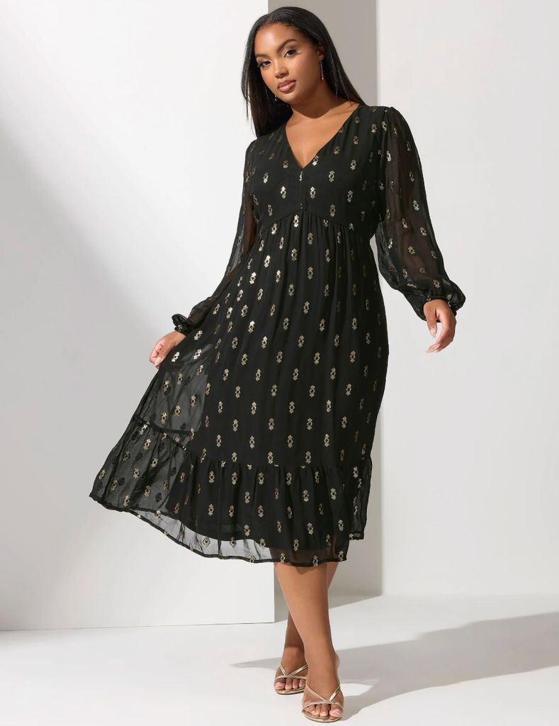 NEXT x Yours Curve Black London Sequin Boho Smock Dress