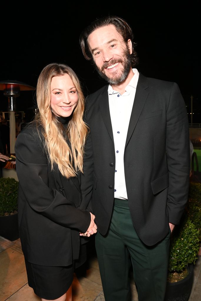 Kaley Cuoco and Tom Pelphrey attend "Lawmen: Bass Reeves" Los Angeles Party at Sunset Tower Hotel on December 01, 2023 in Los Angeles, California