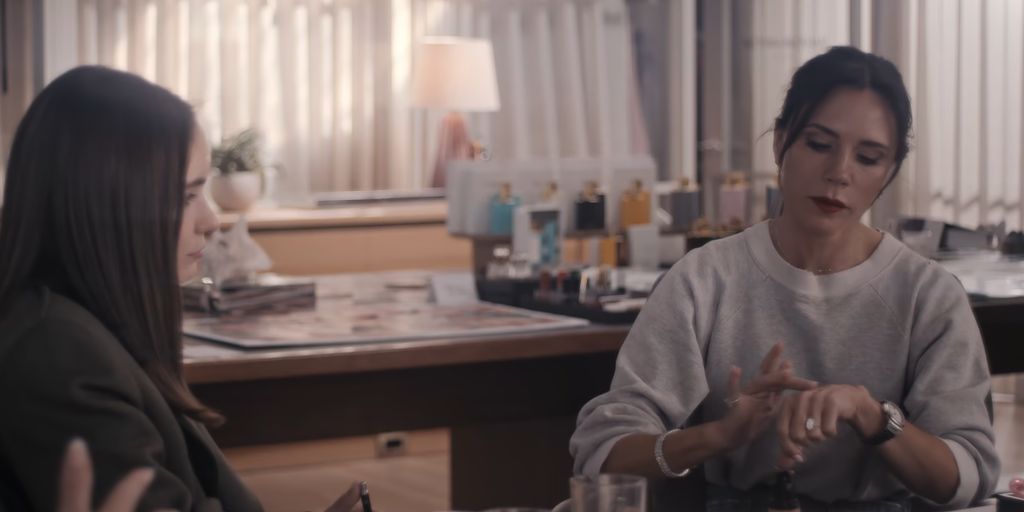 Victoria Beckham grey sweatshirt on Netflix documentary