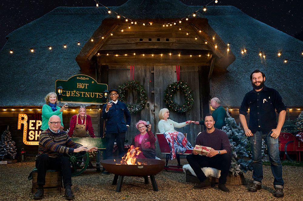 The Repair Shop team outside the barn for the Christmas episode