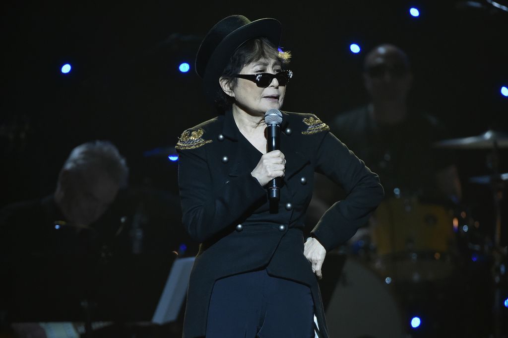 Yoko Ono performs on stage during the Imagine: John Lennon 75th Birthday Concert at The Theater at Madison Square Garden