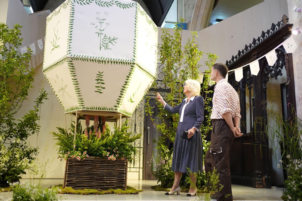 Queen Camilla during a visit to the British Flowers Week