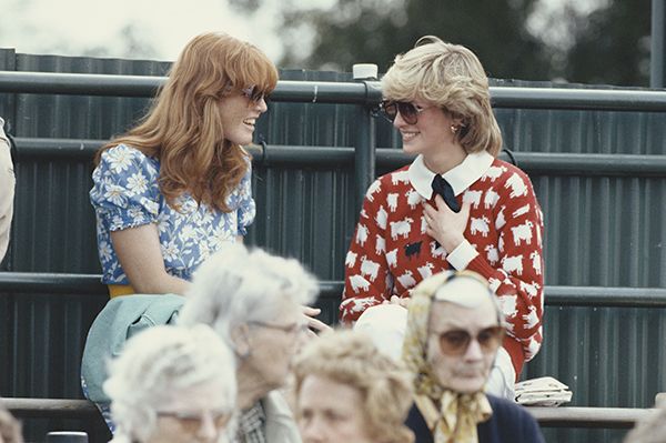 Sarah Ferguson and Princess Diana chatting to each other