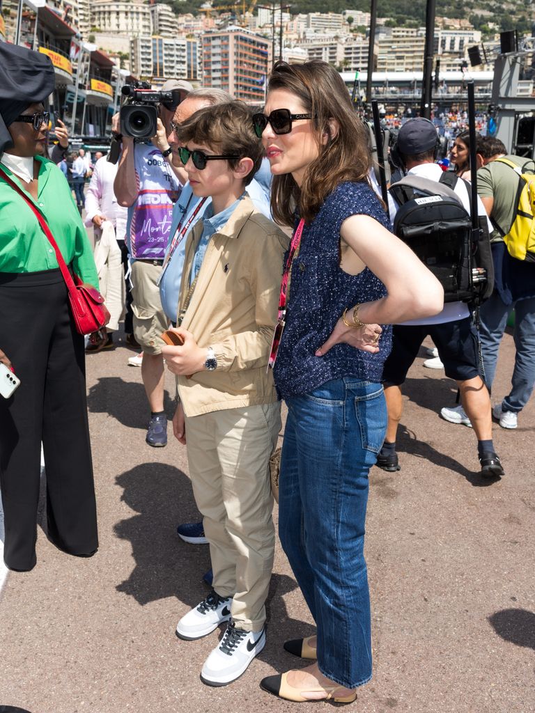 Charlotte Casiraghi and Raphael Elmaleh attends the F1 Grand Prix Of Monaco on May 24, 2025