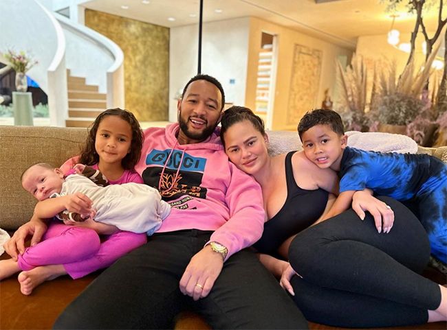 John Legend and Chrissy Teigen with their kids 