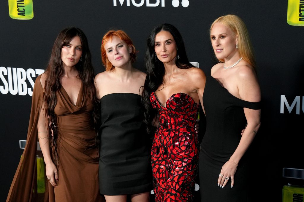 Demi Moore and her three daughters, Tallulah, Scout and Rumer at the premiere of The Substance 