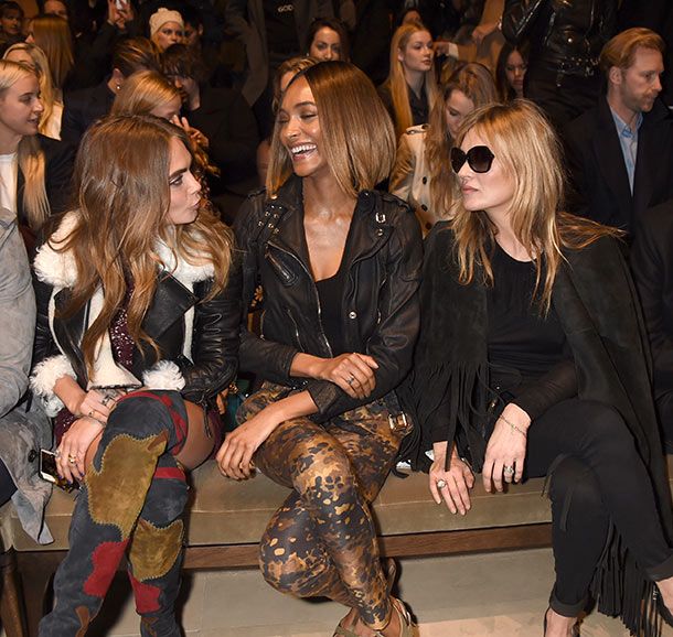 Kate Moss and Cara Delevingne reunite on Burberry front row at London ...