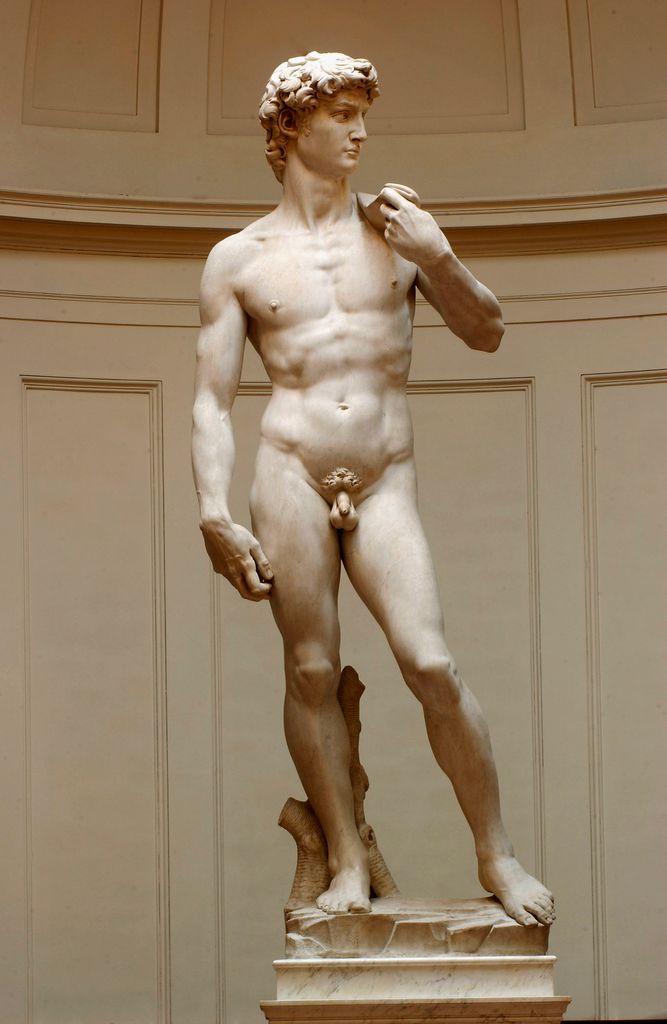 Restoration work on Michelangelo's masterpiece David is completed, May 24, 2004 at the Galleria dell'Accademia in Florence. The work has taken a painstaking two years to complete with the statue going on show to the public tomorrow