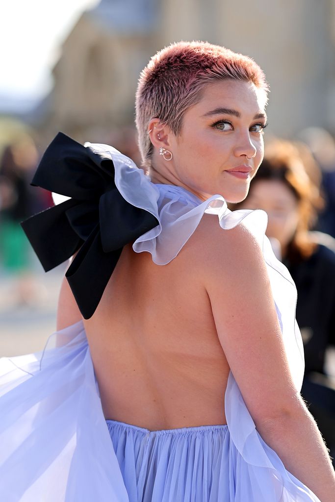 Florence Pugh attends the Valentino Haute Couture Fall/Winter 2023/2024 show during Paris Fashion Week at Chateau de Chantilly on July 5, 2023 in Chantilly, France.  (Photo by Jacopo Raule/Getty Images)