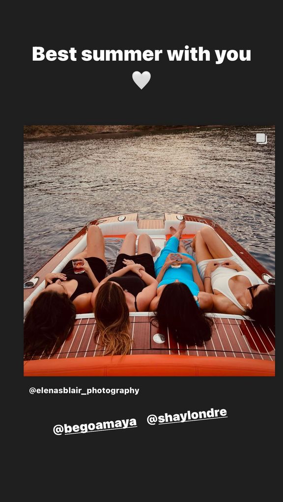 Lauren Sanchez, her sister Elena S Blair, and their two friends pictured reclining on a boat on vacation together, shared on Instagram