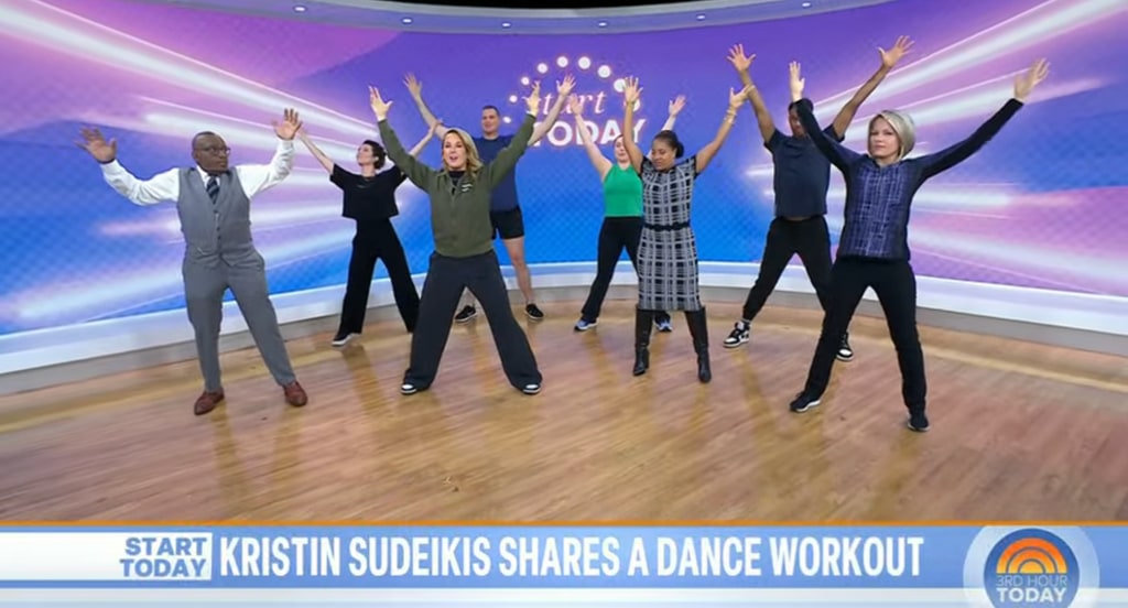 The Today Show star looked stylish in skinny jeans during the dance workout 