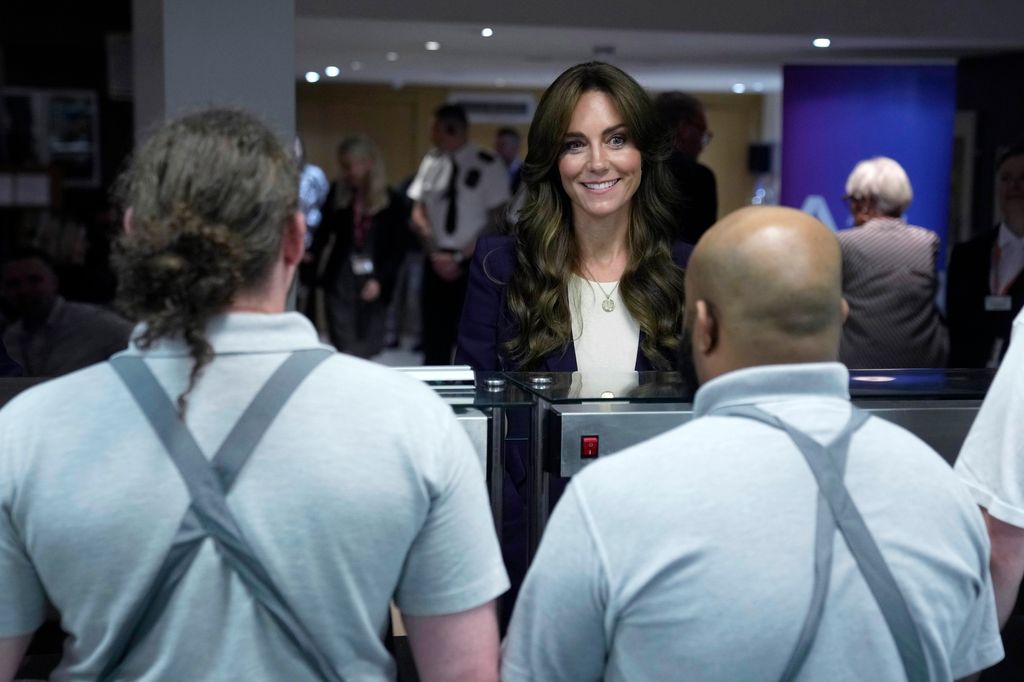 Princess Kate meets visitors during a visit to HMP High Down