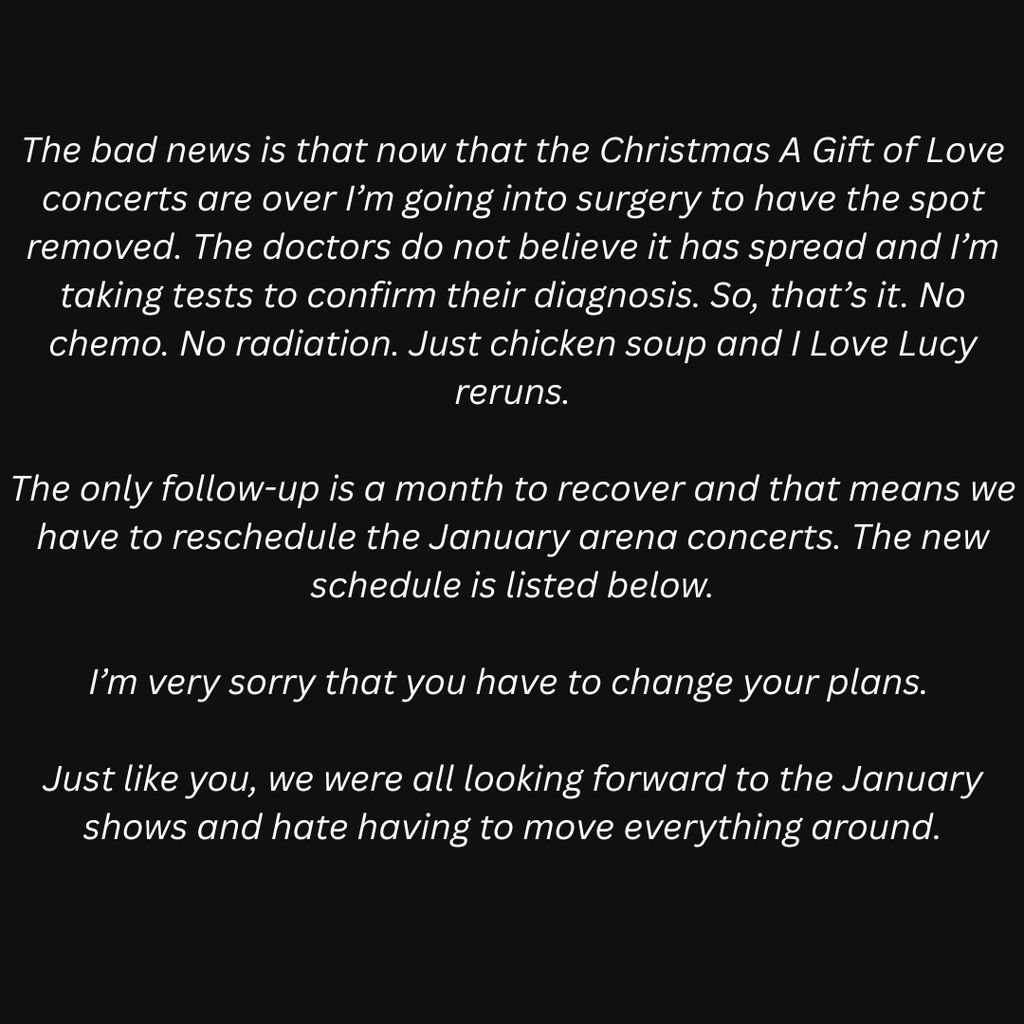 Barry Manilow statement on lung cancer