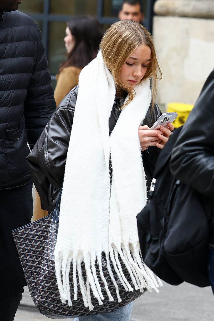 Harper Beckham is seen on November 13, 2024 in Paris, France.