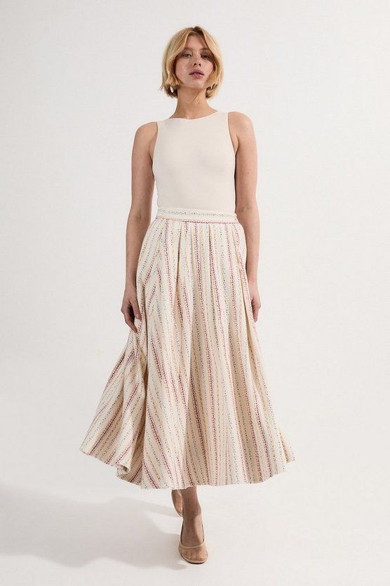 Karen Millen Woven Stripe Tailored Skirt