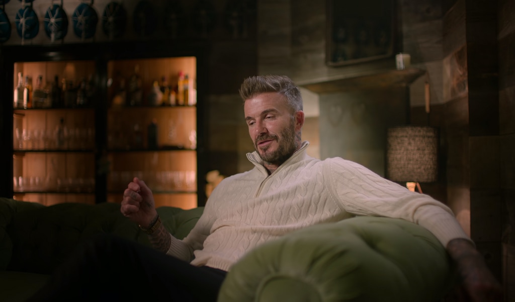 David Beckham in their lounge 
