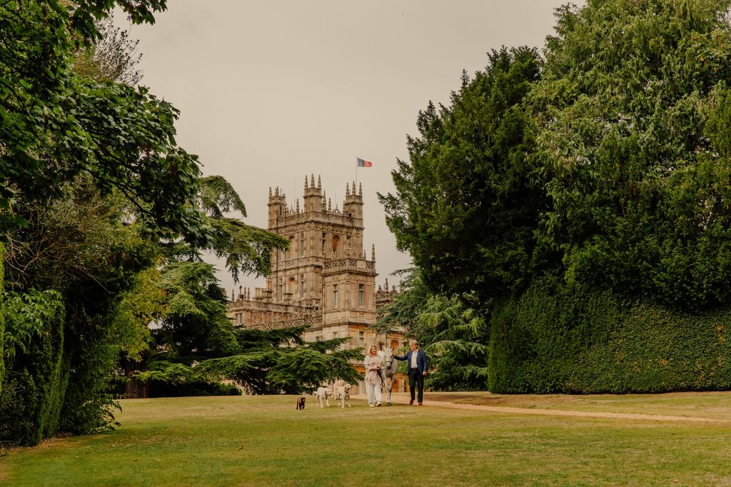 Lord and Lady Carnarvon on the grounds of Highclere Castle, Highclere, Newbury, Hampshire, United Kingdom. 29th August 2025
