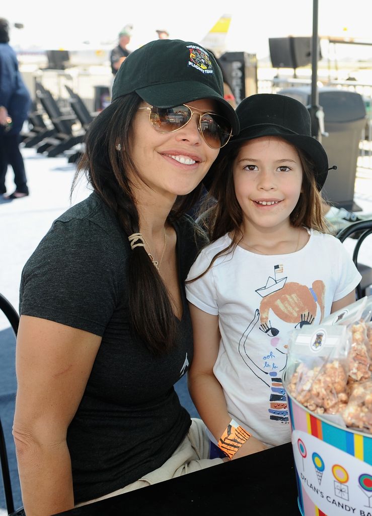 Lauren Sanchez Whitesell (L) and Ella Whitesell attend The Horsemen Flight Team Event on May 3, 2014 in Chino, California
