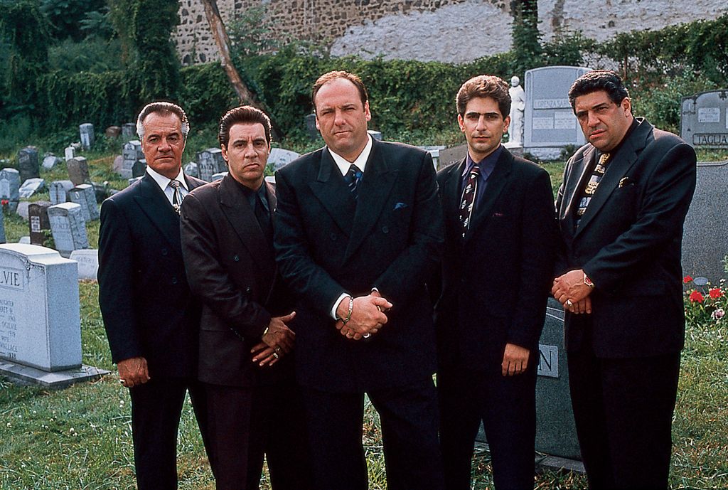 Actors from left: Tony Sirico, Steven Van Zandt, James Gandolfini, Michael Imperioli & Vincent Pastore in a publicity still for TV series 'The Sopranos', circa 1999