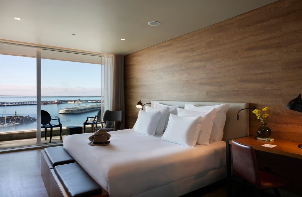 hotel bedroom with sea view
