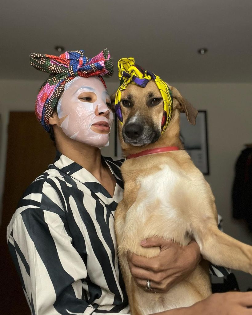 karen with pet dog Phoebe 
