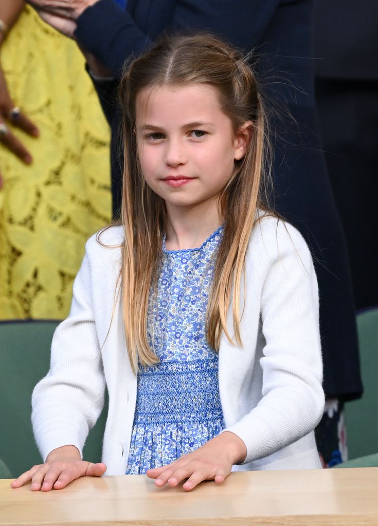  Princess Charlotte of Wales watches the Wimbledon 2023 men's final