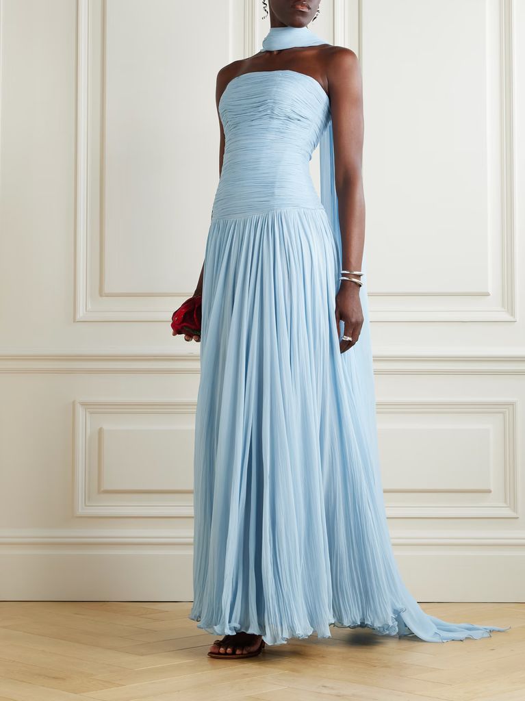 Plissé Silk-Georgette Gown