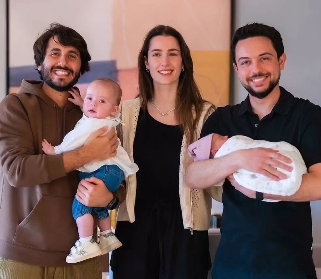Princess Rajwa, Crown Prince Hussein, Princess Iman, Jameel Alexander Thermiotis and his daughter, Amina.